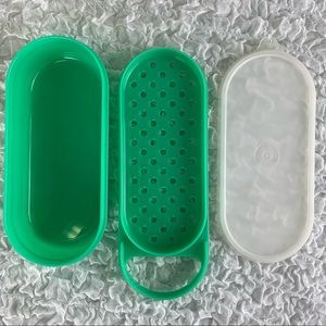 Tupperware 3 Piece Cheese Grater Shredder and Storage in Vintage Jadeite Green